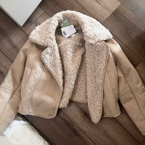H&M Faux Suede Cream Teddy Jacket
